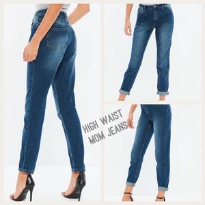 Misguided Jeans Riot High Rise Mom Blue High Waist